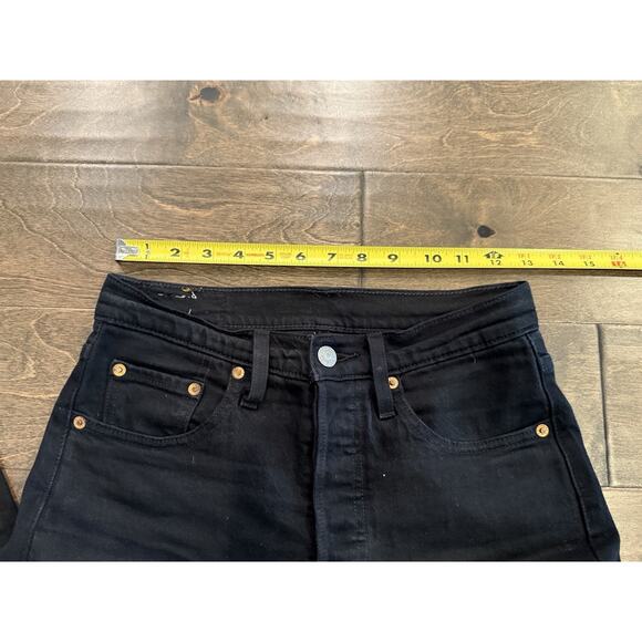 Levis 501 S Womens Black Denim Straight Leg BIG E Button Fly Jeans Size 24x28 - Picture 13 of 14